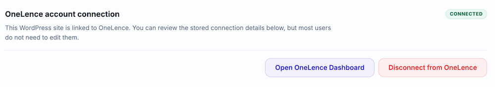 OneLence account connection card