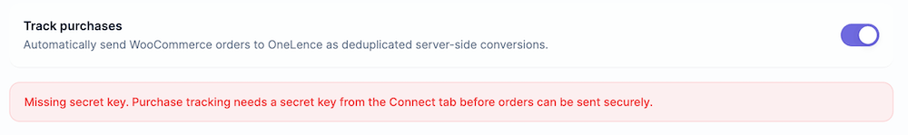 Placeholder screenshot of secret key warning