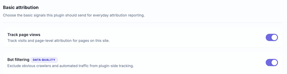 Placeholder screenshot of the Basic attribution card