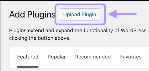 Upload new plugin in WP