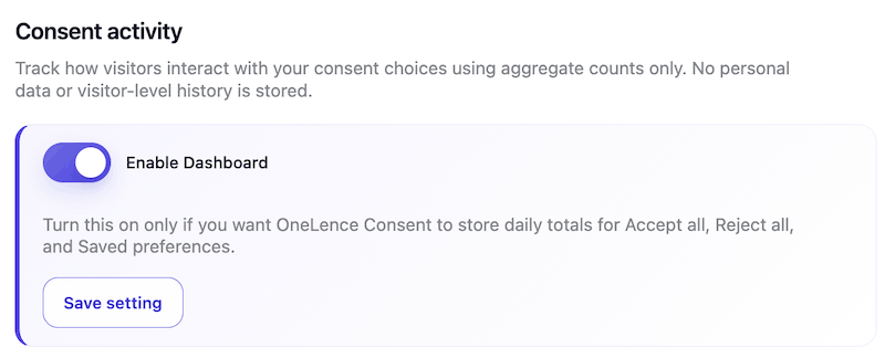 Enable activity dashboard