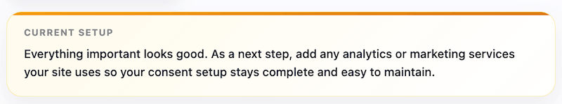 Message about current setup