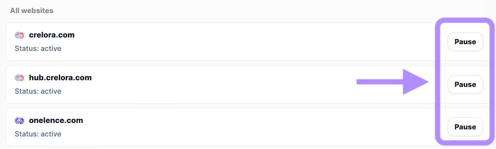 Edit existing website domains