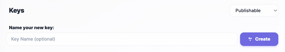 Create a new publishable API key