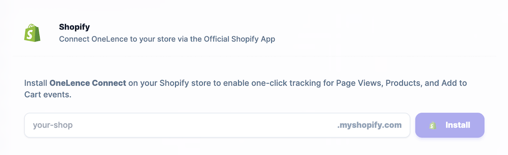 Connect Shopify to OneLence