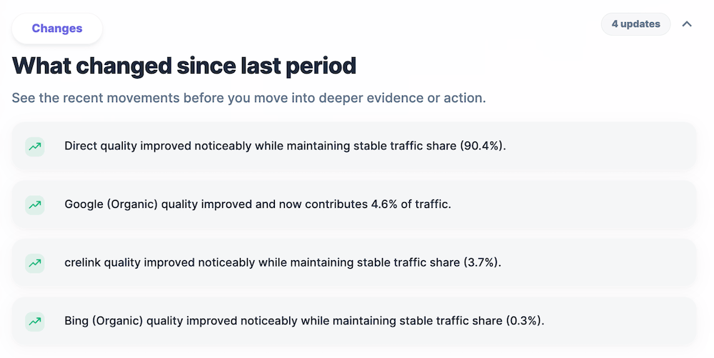 What changed on Decisions page
