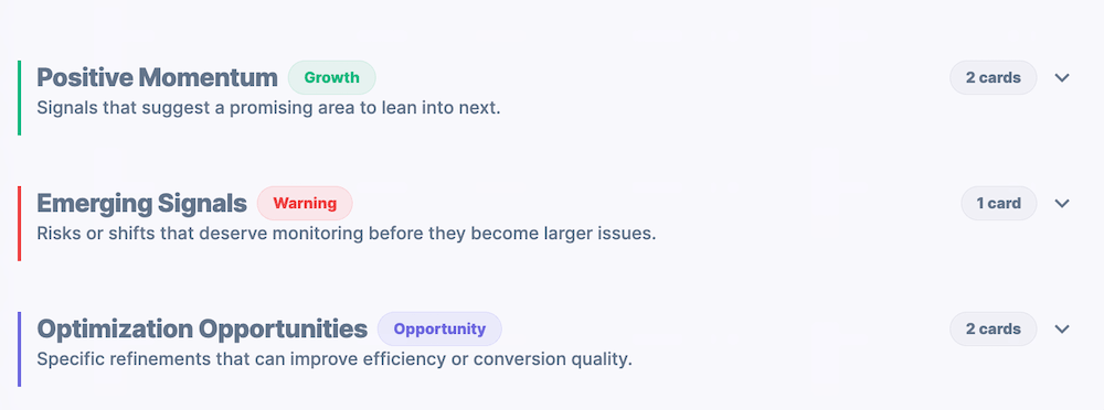 Insight cards on OneLence