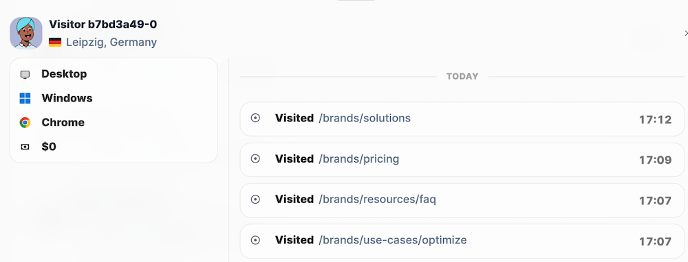 User details on the Live page on OneLence