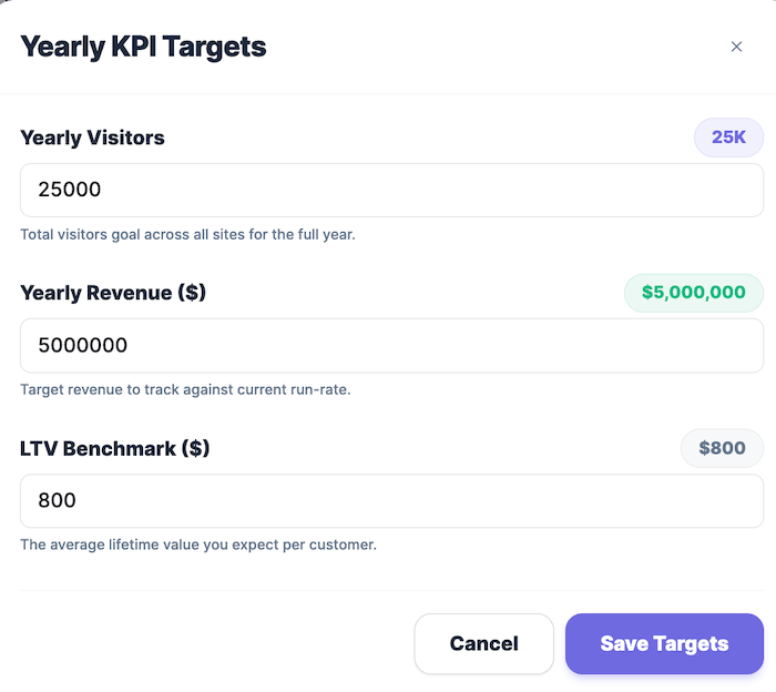 Growth Progress section on Overview page