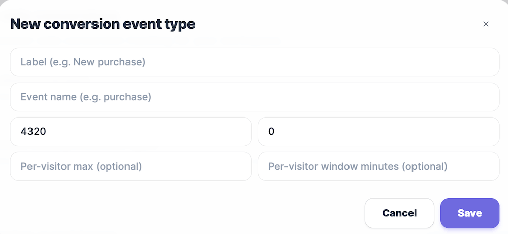 Configure the new event