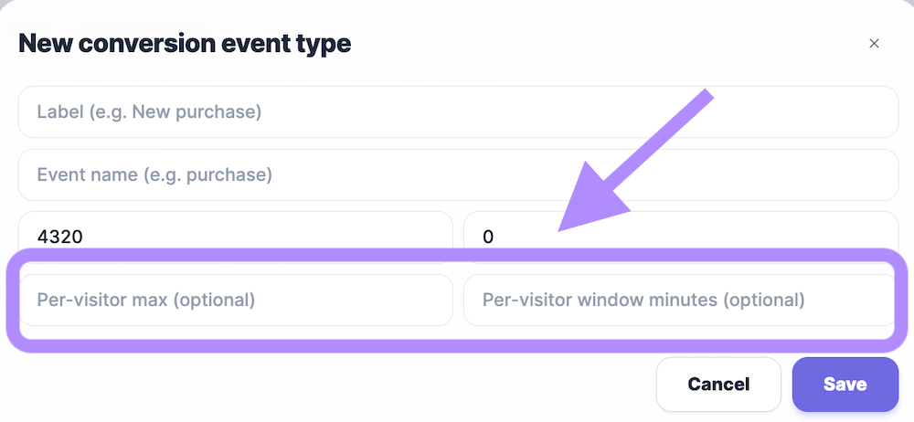 Optional parameters when creating a new event