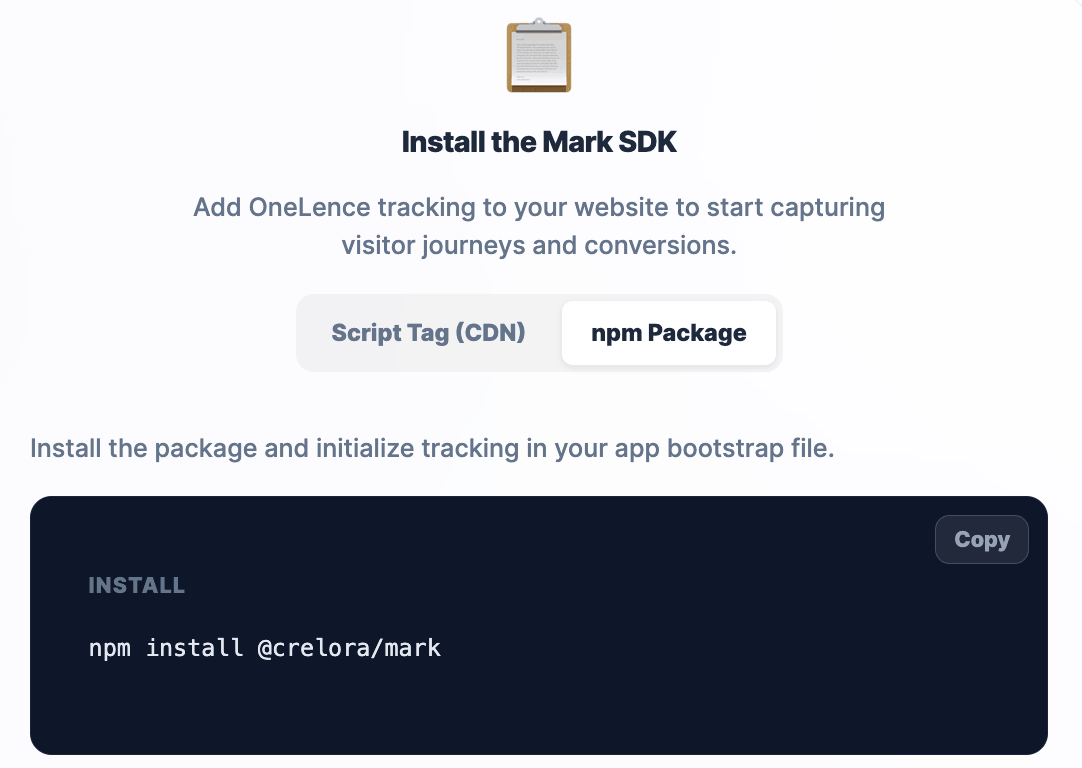 Setup via script snippet