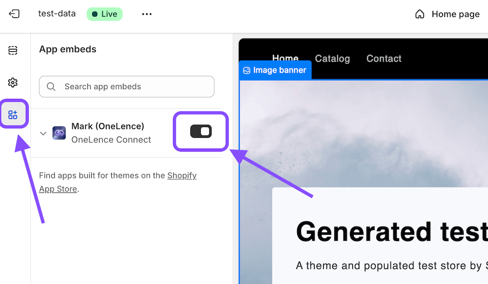 Open app embeds and activate OneLence Connect