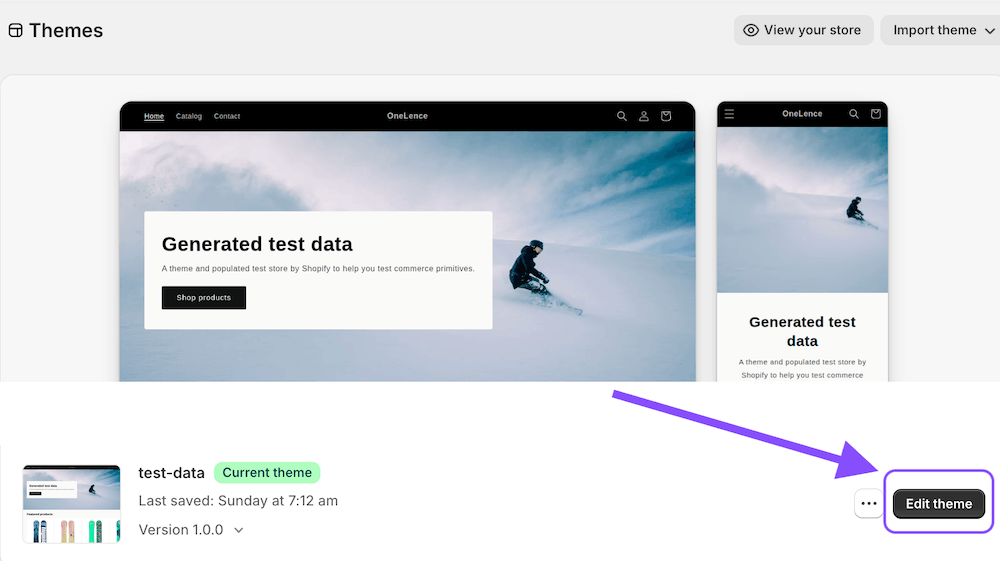 Edit shopify store themes