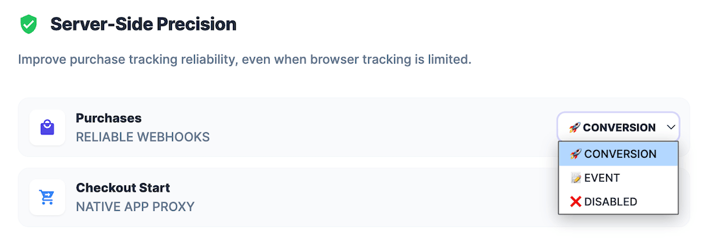 Server-side tracking setup in OneLence Connect