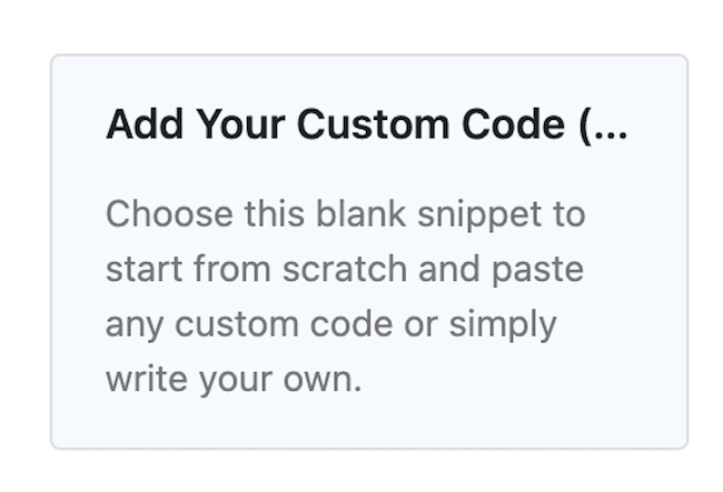 Add a new custom snippet