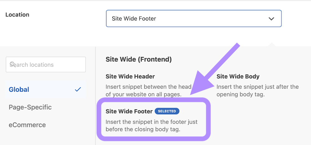 Code snippet for the button tracking