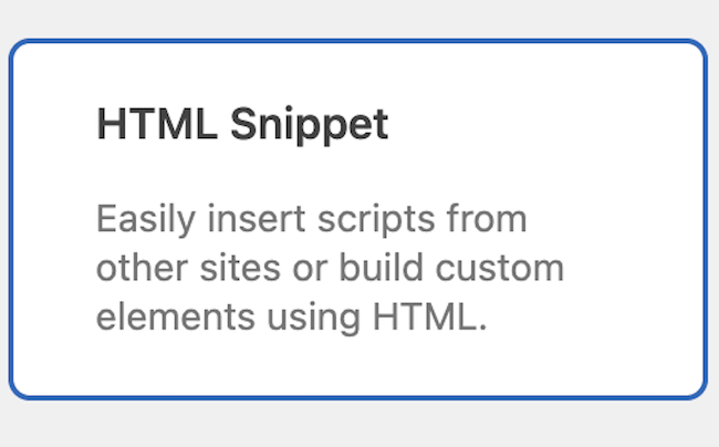 Select add HTML snippet