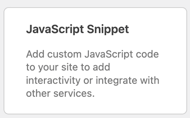 Select add JavaScript snippet