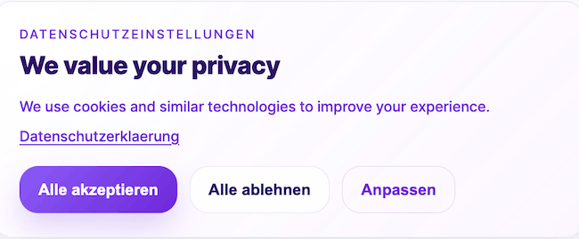 OneLence Consent banner design
